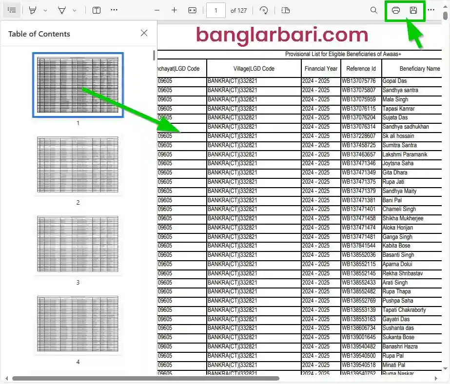 হাওড়া বাংলার বাড়ি লিস্ট PDF ডাউনলোড 2026